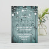 String Lights Mason Jar Rustic Wood Vow Erneuerung Einladung (Stehend Vorderseite)