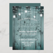 String Lights Mason Jar Rustic Wood Vow Erneuerung Einladung (Vorne/Hinten)