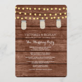 String Lights Mason Jar Wood Wedding Programs Programm (Vorderseite)