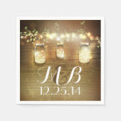 String Lights Mason Jars Rustic Barn Wedding Serviette (Vorderseite)