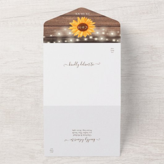 String Lights Mason Jars Rustikale Sonnenblumenhoc All In One Einladung (Außenbereich)