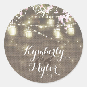 String Lights Mason Jars Rustikales Gipskraut Runder Aufkleber