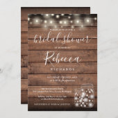 String Lights Mason Jars Script Brautparty Einladung (Vorne/Hinten)