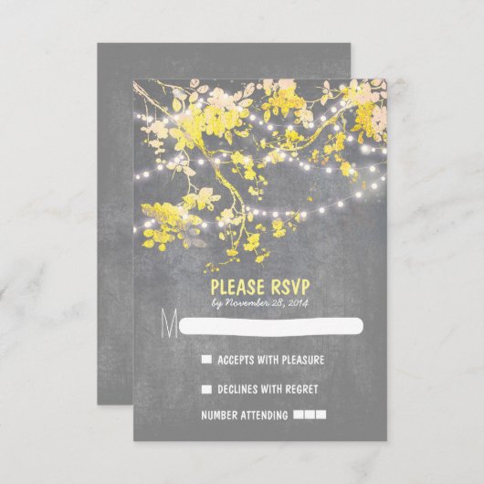 String lights Moderne rustikale Hochzeitskarten RS RSVP Karte (Vorne/Hinten)