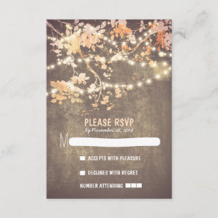 String lights Moderne rustikale Hochzeitskarten RS RSVP Karte