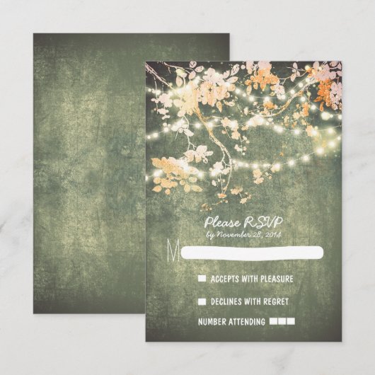 String lights Moderne rustikale Hochzeitskarten RS RSVP Karte (Vorne/Hinten)