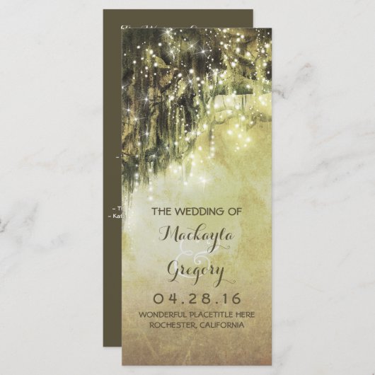 String Lights Moss Branches Wedding Programs Programm (Vorne/Hinten)