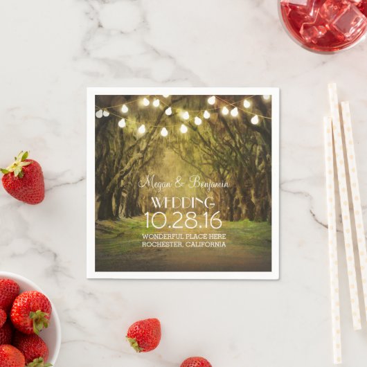 String Lights Moss Trees Paths Wedding Serviette (Beispiel)