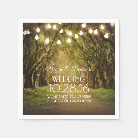 String Lights Moss Trees Paths Wedding Serviette (Vorderseite)