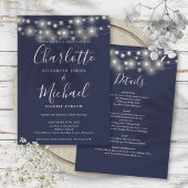 String Lights Navy Blue All in one Simple Wedding Einladung