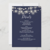 String Lights Navy Blue All in one Simple Wedding Einladung (Rückseite)