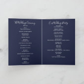String Lights Navy Blue Elegant Script Hochzeit Programm (Innenseite)