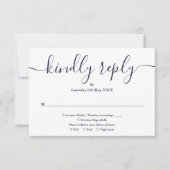 String Lights Navy Blue Script Auswahl RSVP Karte (Vorderseite)