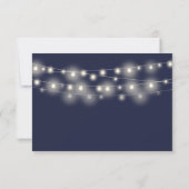 String Lights Navy Blue Script Auswahl RSVP Karte (Rückseite)