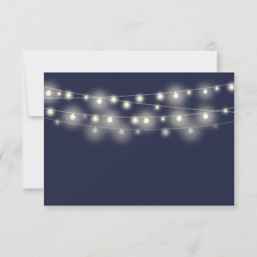 String Lights Navy Blue Script Auswahl RSVP Karte (Rückseite)