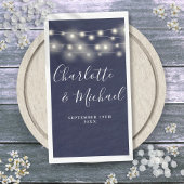 String Lights Navy Blue Signature Script Hochzeit Serviette