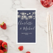 String Lights Navy Blue Signature Script Hochzeit Serviette (Beispiel)