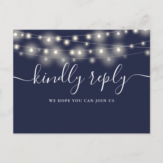 String Lights Navy Blue Song Request UAWG Postcard Einladungspostkarte (Vorderseite)