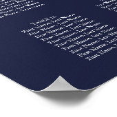 String Lights Navy Blue Wedding Seating Chart Poster (Ecke)