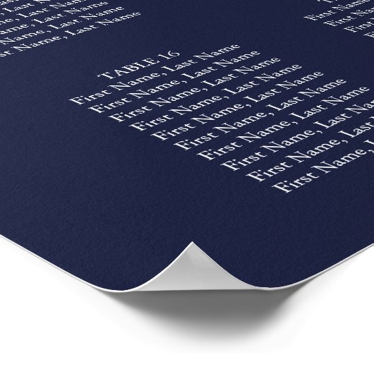 String Lights Navy Blue Wedding Seating Chart Poster (Ecke)