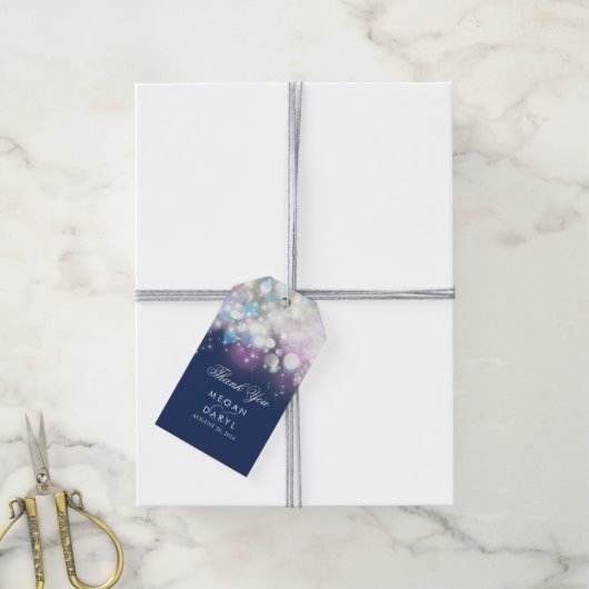 String Lights Navy Hochzeit Geschenkanhänger (Mit Garn)