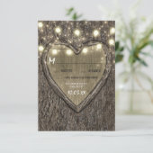 String Lights + Oak Tree Bark Wedding RSVP Cards Karte (Stehend Vorderseite)
