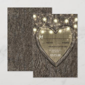 String Lights + Oak Tree Bark Wedding RSVP Cards Karte (Vorne/Hinten)