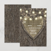 String Lights + Oak Tree Bark Wedding RSVP Cards Karte (Vorne/Hinten)