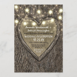 String Lights + Oak Tree Barke Hochzeitseinladunge Einladung