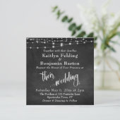 String Lights on Chalkboard Typografy Wedding Einladung (Stehend Vorderseite)