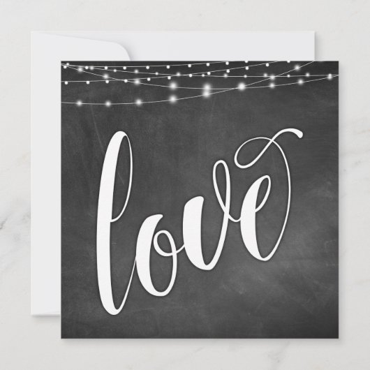 String Lights on Chalkboard Typografy Wedding Einladung (Rückseite)