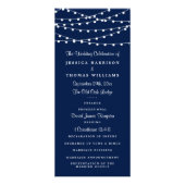 String Lights on Navy Blue Wedding Program Werbekarte (Vorne)