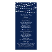 String Lights on Navy Blue Wedding Program Werbekarte (Hinten)