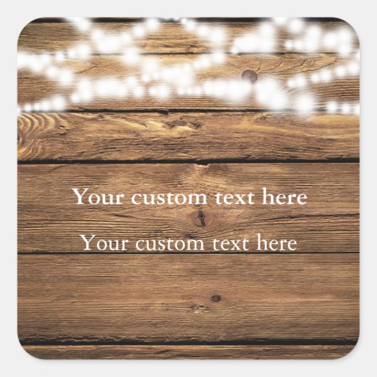 String Lights on Wood Rustic Elegant Sticker Gefal (Vorderseite)