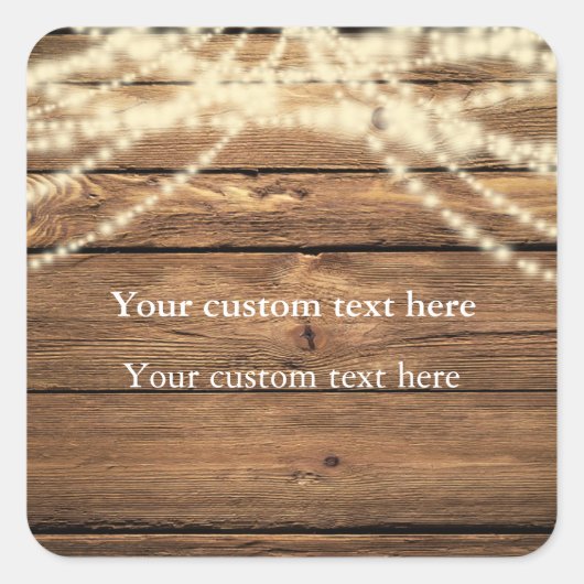 String Lights on Wood Rustic Elegant Sticker Gefal (Vorderseite)