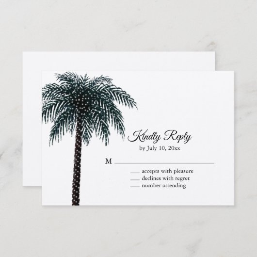 String Lights Palm Tree UAWG on Kraft Paper RSVP Karte (Vorne/Hinten)