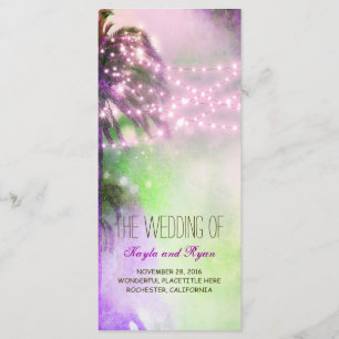 String Lights Palms Beach Lila Hochzeitsprogramme Programm
