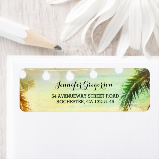 String Lights Palms Beach Sunset Return Wedding (Insitu)