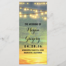 String Lights Palms Beach Sunset Weddingprogramme Programm