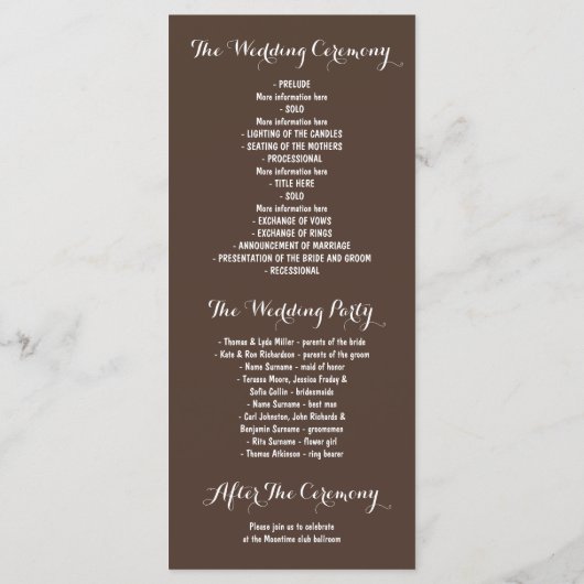 String Lights Palms Beach Sunset Weddingprogramme Programm (Rückseite)