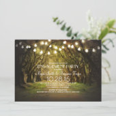 String Lights Path Rustic Engagement Party Einladung (Stehend Vorderseite)