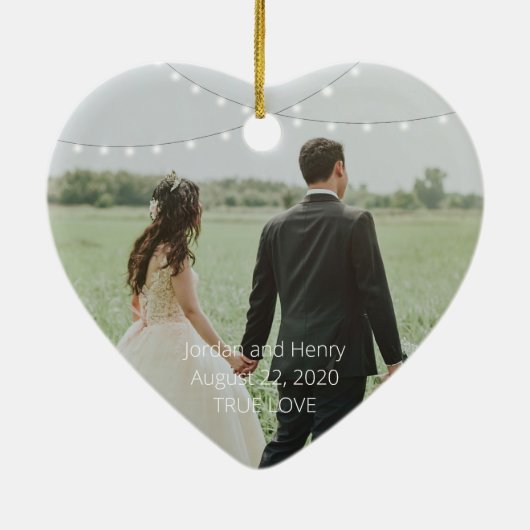 String Lights Personalisiertes Foto Keramik Ornament (Hinten)