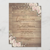 String Lights Pink Blume Wood Quinceañera Einladung (Vorne/Hinten)