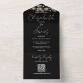 String Lights QR Code Schwarz-Weiß-Hochzeit All In One Einladung (Innen Boden)