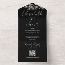 String Lights QR Code Schwarz-Weiß-Hochzeit