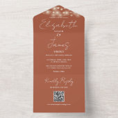 String Lights QR Code Terracotta Wedding All In One Einladung (Innen Boden)