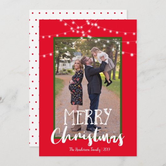 String Lights Rot und Grün Foto Frohe Weihnachten (Vorne/Hinten)