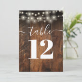 String Lights Rustic Bard Wood Boho Tischnummer (Stehend Vorderseite)
