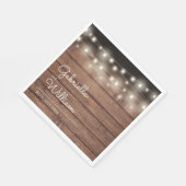 String Lights Rustic Barn Wood Elegantes Skript Serviette (Ecke)