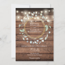 String Lights Rustic Barn Wood Greenerity Wedding Einladung